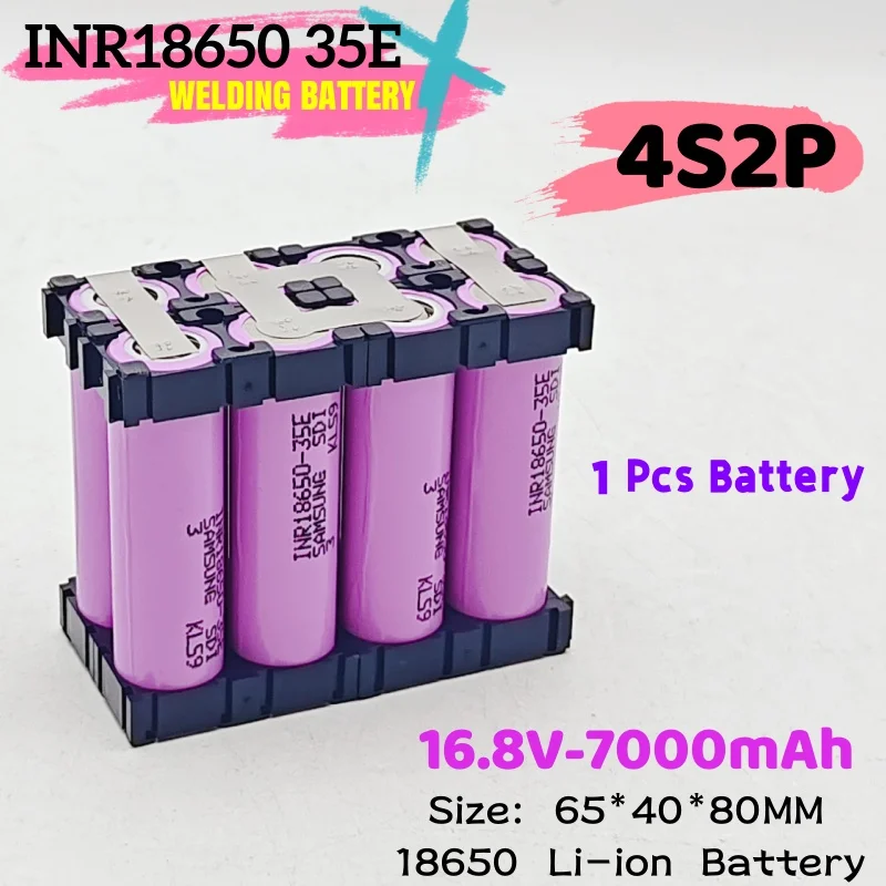3S2P 4S2P 5S2P 6S2P 18650 35E 7000mAh 7.4V 12.6V 14.8V 18V 25.2V do akumulatorów wkrętakowych Weld 18650 Battery Pack: FIOLETOWY