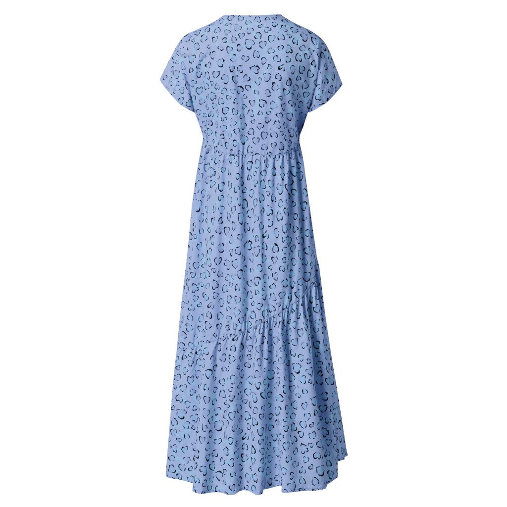 Vestido holgado de manga corta con estampado floral para mujer, vestido de gasa con dobladillo Irregular a media pantorrilla, vestido playero de vacaciones, vestido de tenis