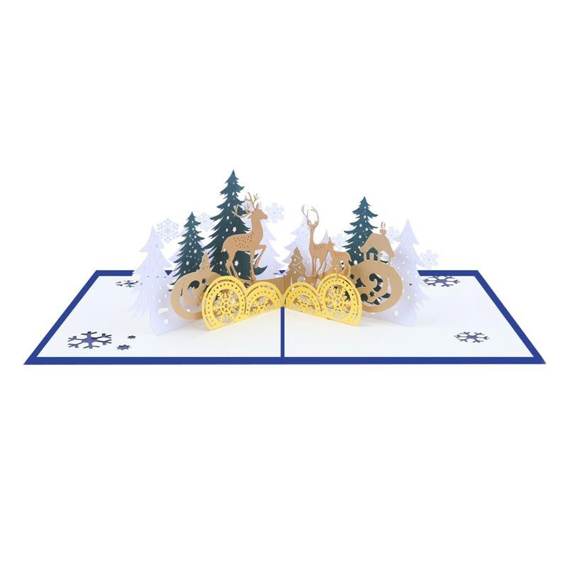 3D Pop Up Santa Claus Deer Greeting Cards Christmas Party Invitation Greeting Cards Year Invitation Postcard