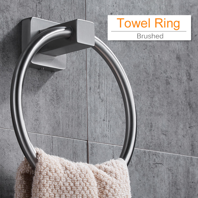 ROVOGO SUS 304 Stainless Steel Towel Holder Hand Towel Ring Hanging Towel Hanger Bathroom Accessories Wall Mount Brushed Finish