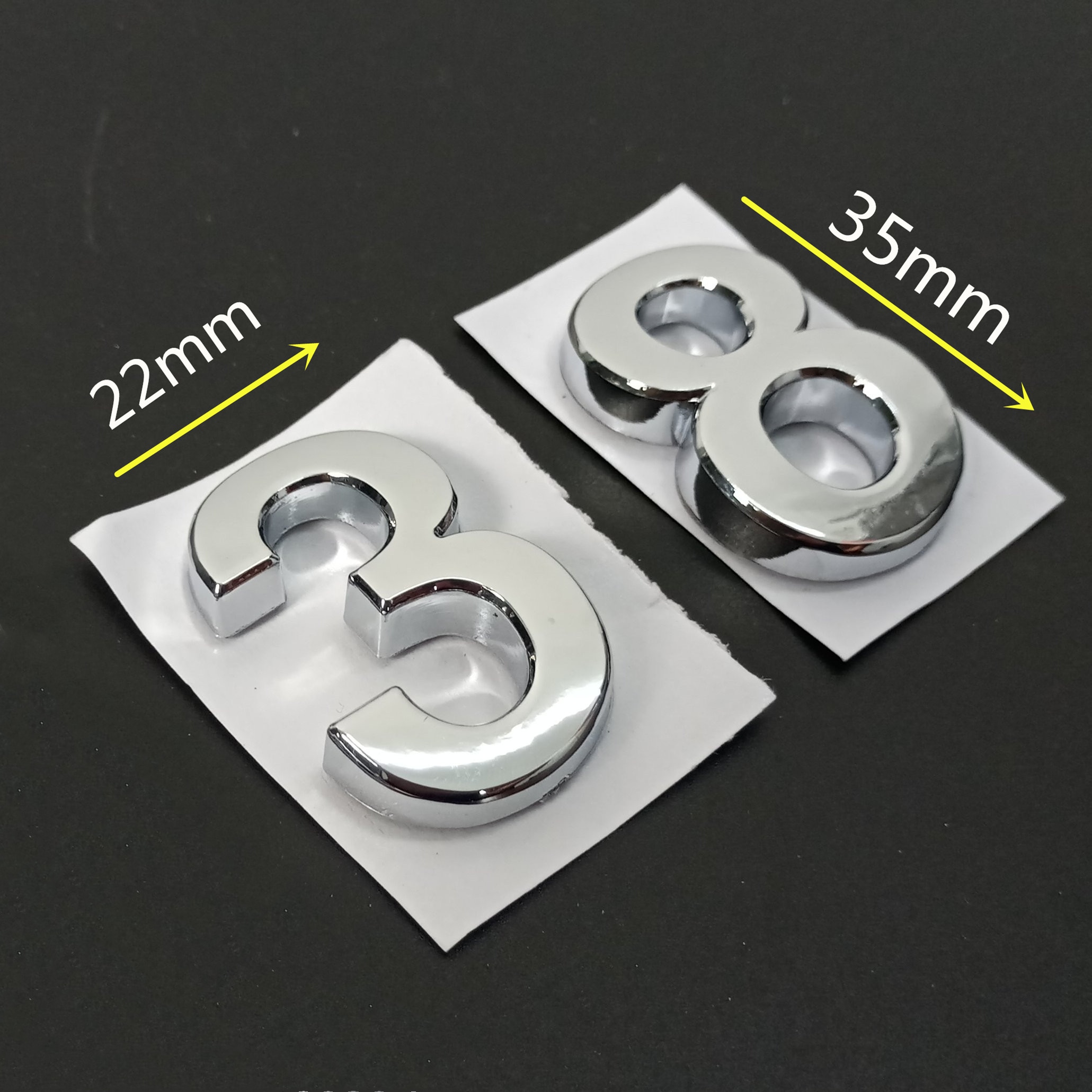 Zilver Huis Nummer Stickers 35Mm 3D Teken Plating Gate Cijfers 0 Tot 9 Deur Adres Cijfers Sticker Plastic Plaat teken Tag