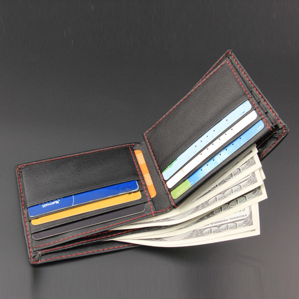 Men Wallet Bifold Business Leather Wallet ID Credit Card Holder Thin Small Leather Purse Pockets #ND: Default Title