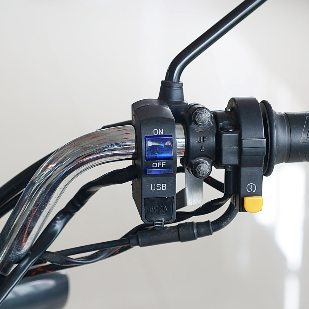 Cargador de teléfono para motocicleta, indicador LED de CC de 12V, montaje en manillar de motocicleta, cargador de teléfono USB con interruptor