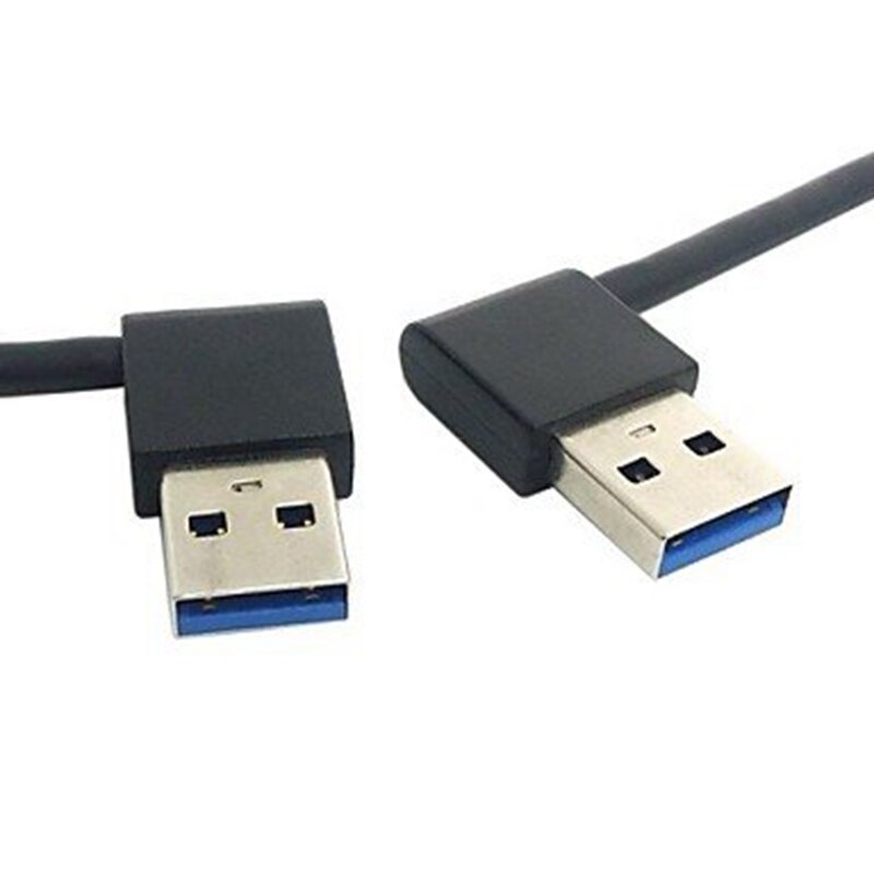 USB 3.0 Type A Male 90 Degree Left Angled to Right Angled Extension Cable Straight Connection 0.5M 1.5FT