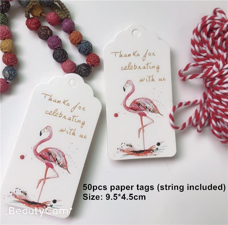 50 stk/parti enhjørning flamingo papir tags indpakning gør-det-selv hænge tag etiketter bryllup favoriserer kort scrapbøger skilte: Lar 03 50 stk
