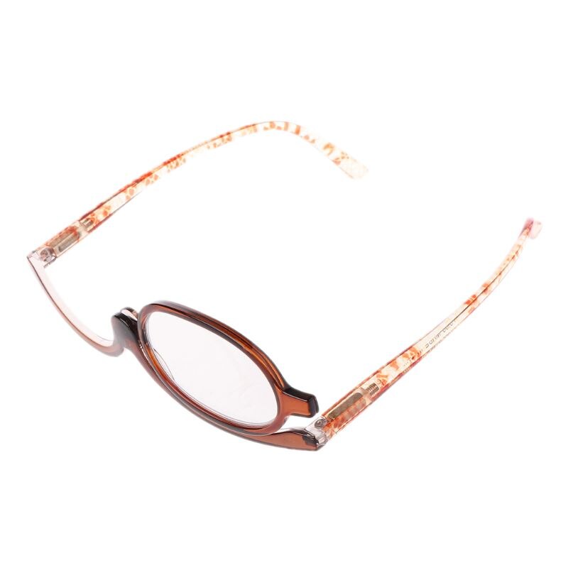 Gafas de lectura con aumento de maquillaje para mujer, anteojos de lectura con tapa giratoria + 1 + 1,5 + 2 + 2,5 + 3 + 3,5 + 4,0: +150 / Café