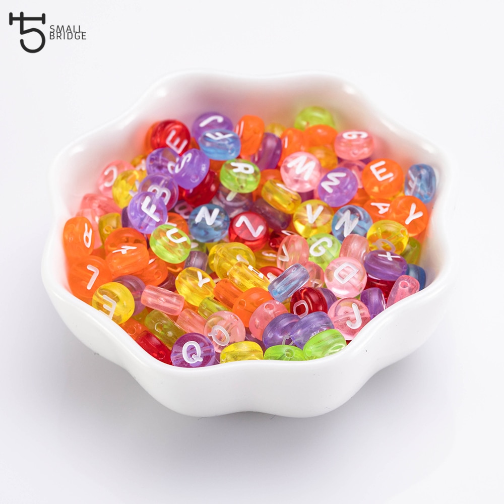 200 stuks Platte Ronde Acryl Letter Kralen voor sieraden maken Armband DIY Accessoires Alfabet Diy Kralen P600