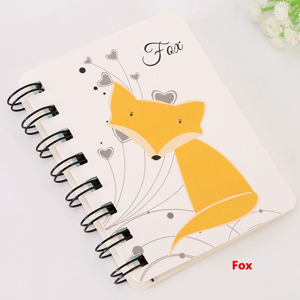 1 Pcs Notebook Creatieve Schattige Dieren Cartoon Rollover Spoel Notebook Flanner Tijdschrift Agenda Dagboek Schetsboek: fox