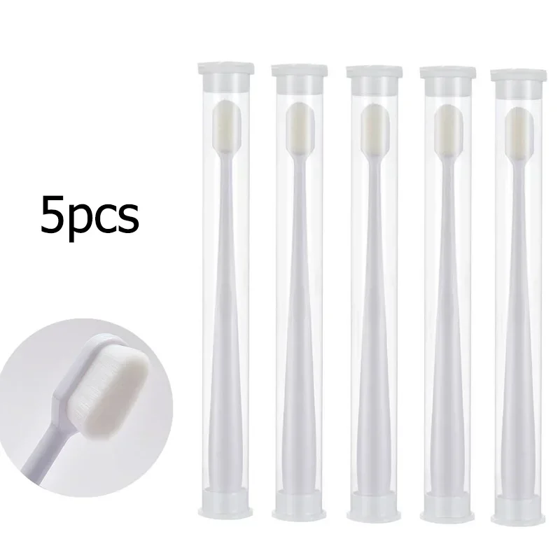 3pc ultra-fino escova de dentes macia adulto escova de dentes limpeza profunda portátil viagem escova de cuidados dentários clareamento oral dentista: Branco