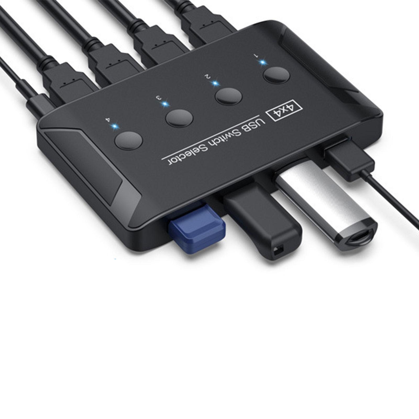 USB 3.0 Switch Selector 4 Port One-Button Swapping 4 Computers Sharing Adapter for Mouse Keyboard Printer Scanner Linux Windows