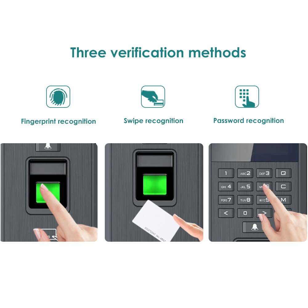 Biometric Fingerprint 125Khz+13.56Mhz RFID Access Control Keypad System Electronic USB Time Clock Recorder Attendance Machine