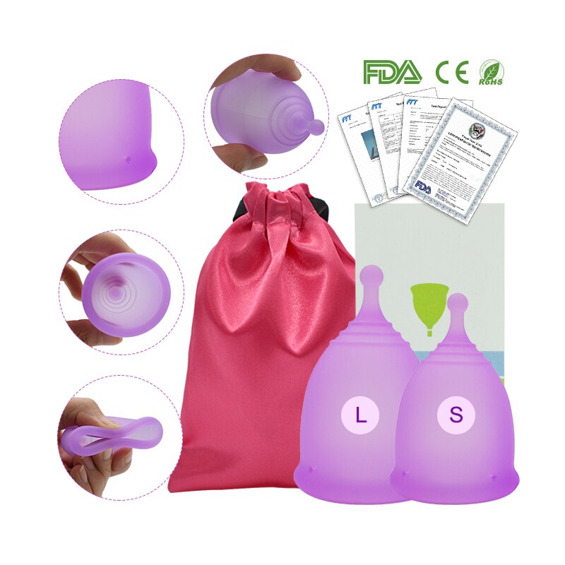 Copa menstrual para mujer, Copa de higiene femenina, Copa Menstrual reutilizable de grado médico de silicona, 100%