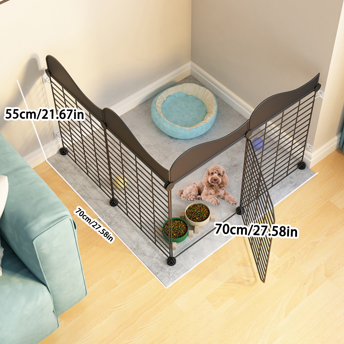 Pet Fence Dog Fence Indoor with Toilet Area Small and Medium-Sized Dog Kennel Free Combination Home Isolation Dog Cage: Scarlet