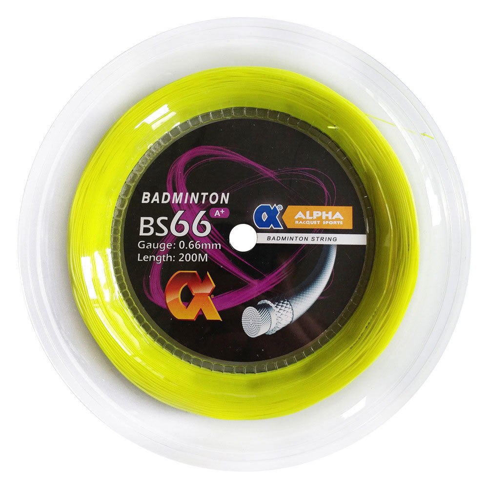 1 carrete Alpha BS66 Badminton String 0,66mm Control A + durabilidad golpear sonido raqueta cuerdas 200M: Fluorescent-yellow