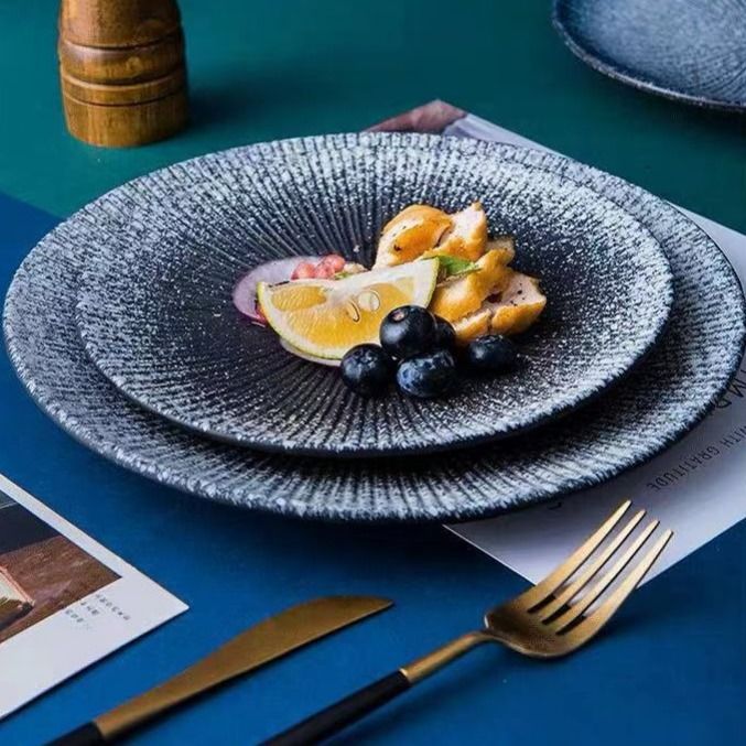 Japonais moderne en céramique assiette Steak alimentaire assiette ménage repas Snack plat haut de gamme porcelaine ensemble de vaisselle