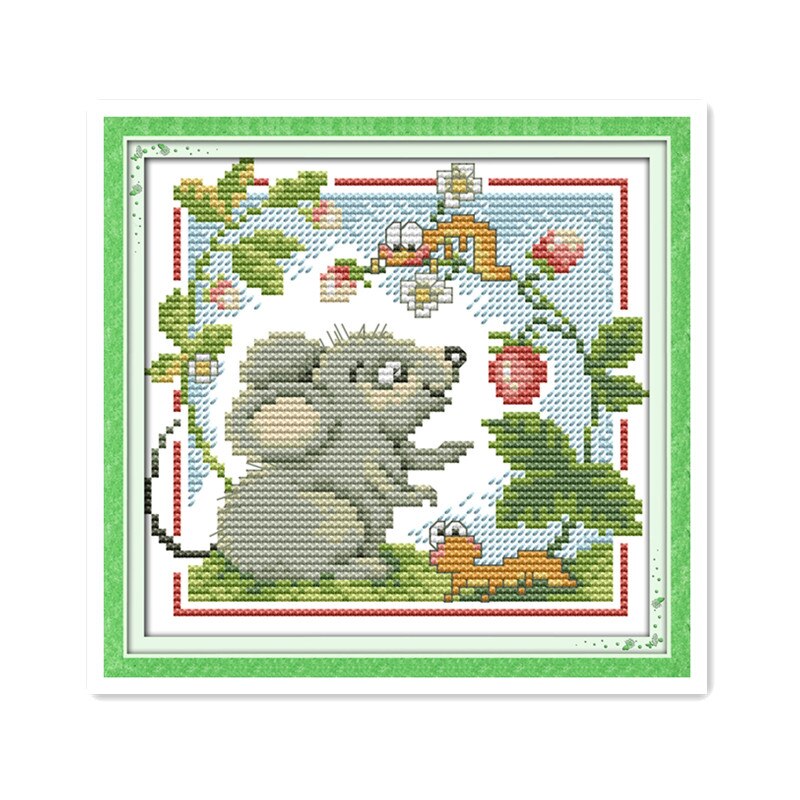 Mini petite souris modèle kit de point de croix, bricolage amusant couture à la main broderie animal souris motif peintures: C008 / 14CT  unprinted