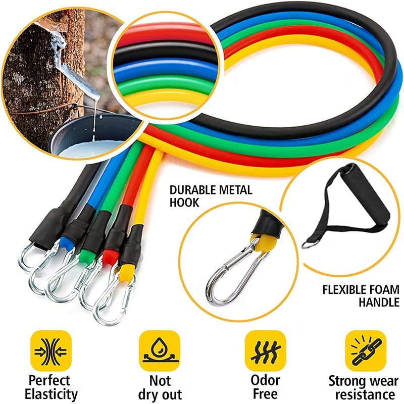 11 Stück/einstellen Zugseil, Widerstandsbänder, tragbare Fitnessgeräte, Knöchelgurt, Brustexpander, elastisches Übungsband