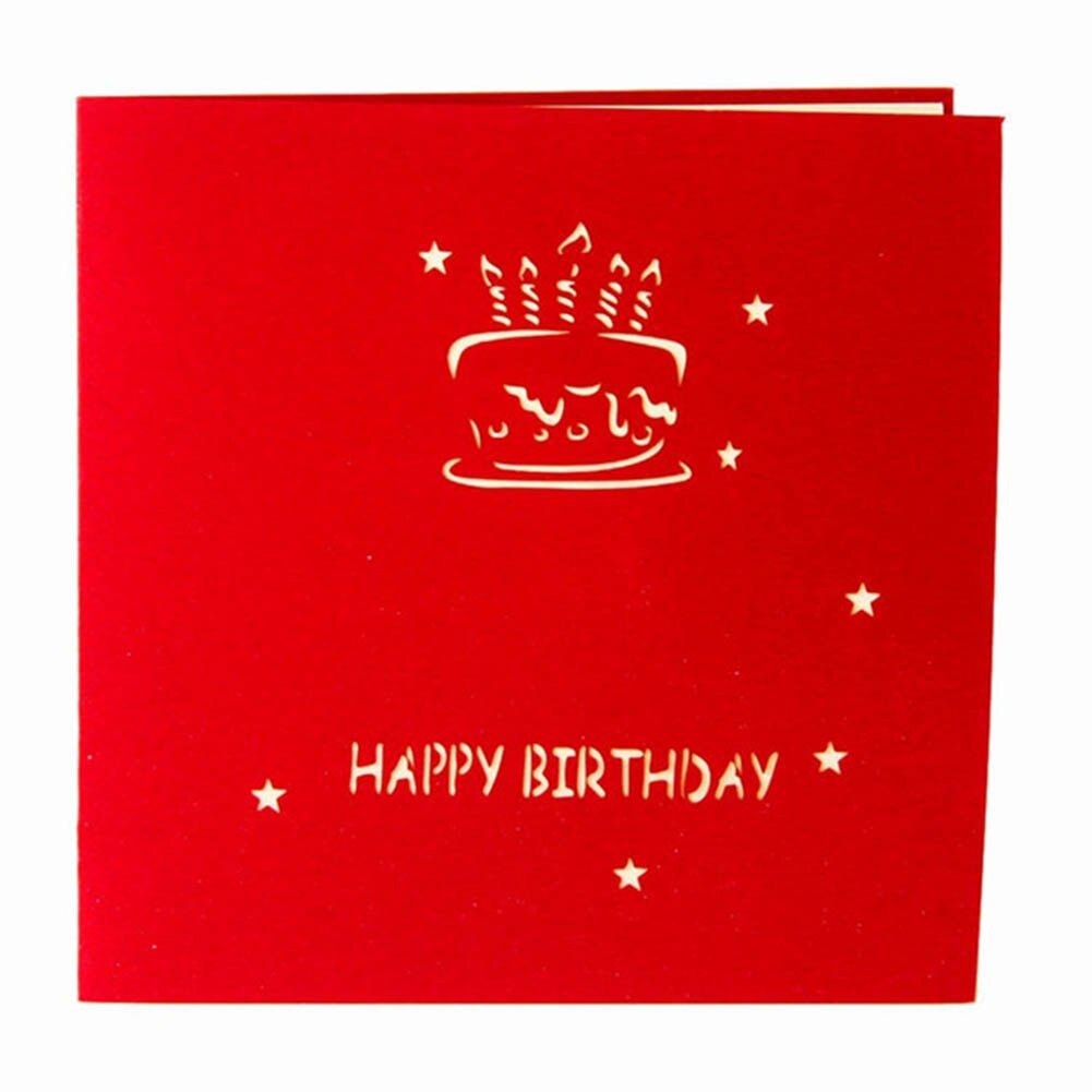 3D Up Handcrafted Origami Birthday Cake Candle Greeting Card Envelope Invitation Card Kirigami 15*15cm