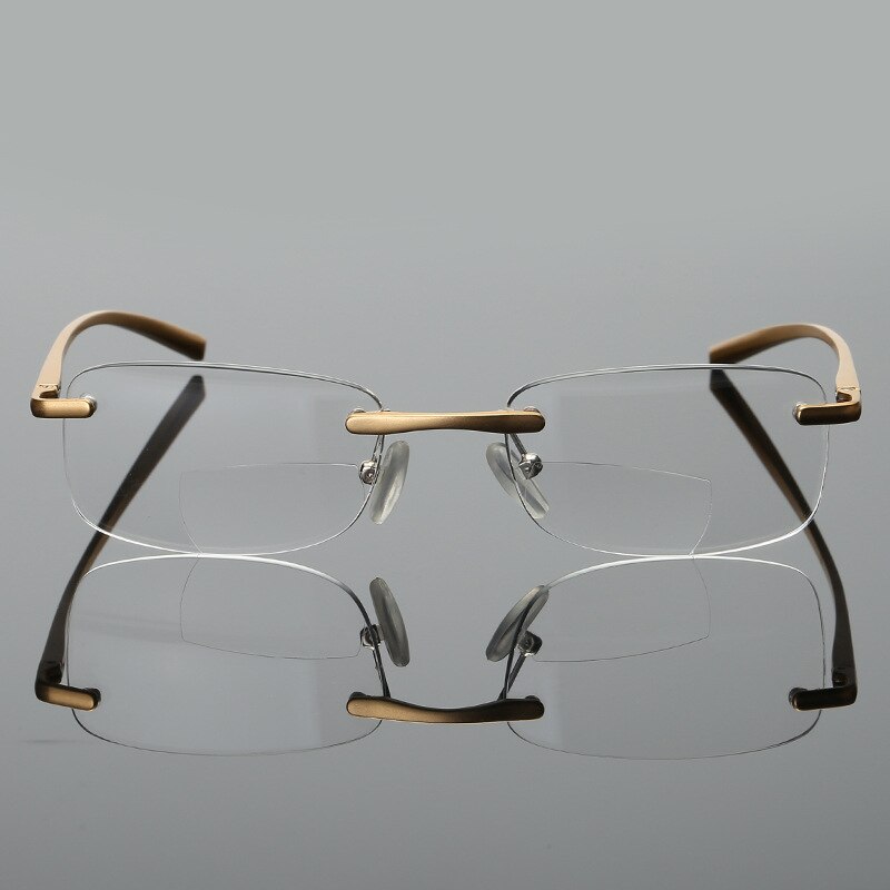 Zilead Rimless Bifocal Reading Glasses Magaluma Men Business Presbyopic Eyeglasses Resin Lens Hyperopia Eyewear +1.0to+4.0