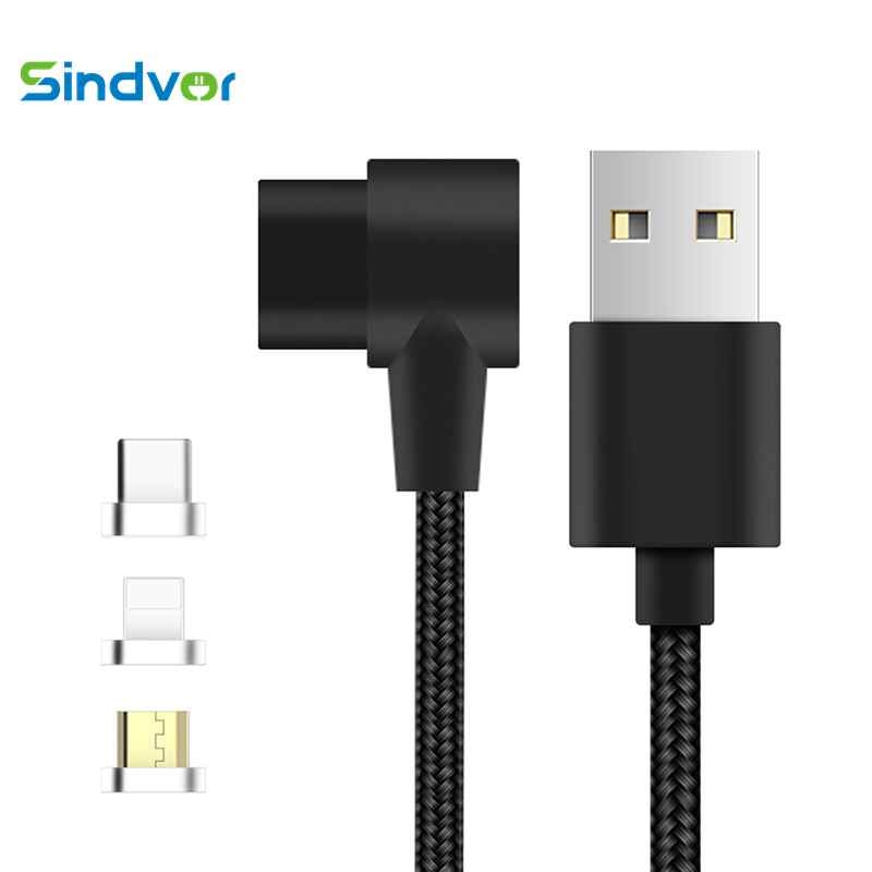 90 stopni kabel magnetyczny mikro USB typ C kabel szybkie ładowanie danych nylon kabel USB magnes ładowarka drut dla iPhone 11 X xiaomi