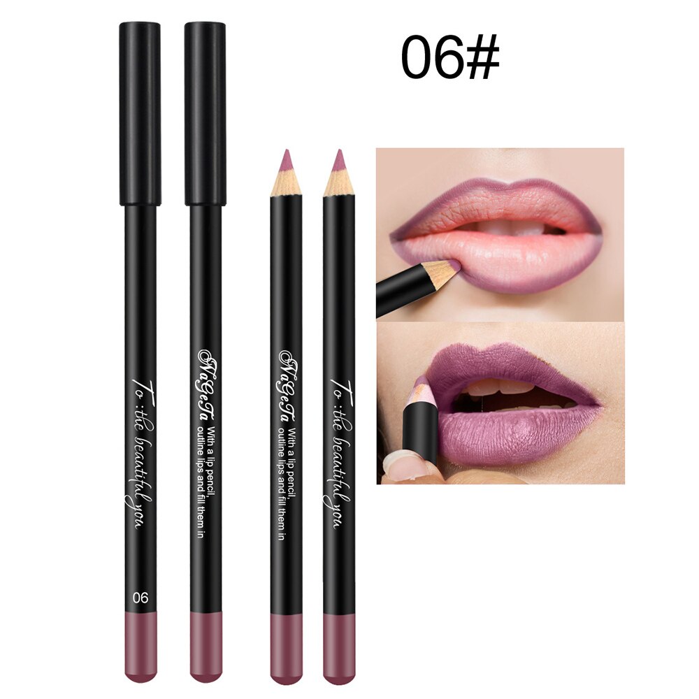 1 st 12 färger lip liner penna vattentät långvarig natur läppar konturlinje makeup lipliner penna: 06