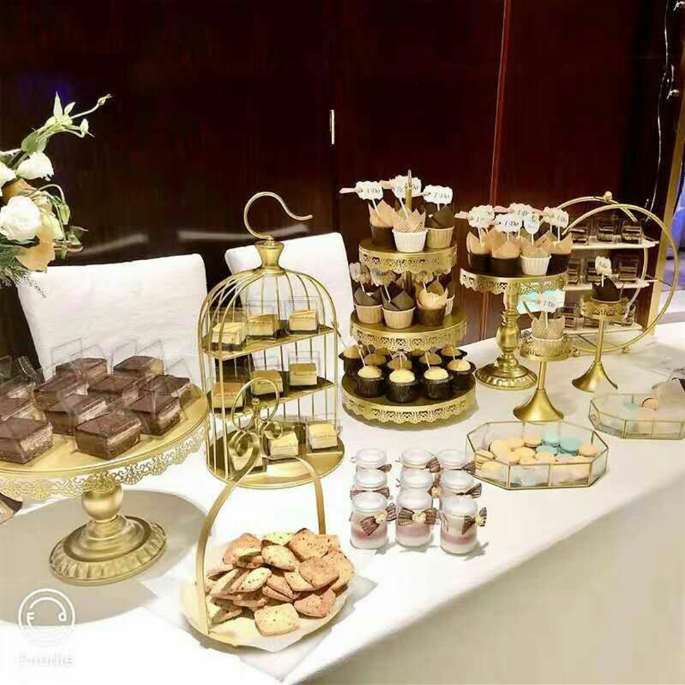 Dessert Table Cake Rack Brass Tray Afternoon Tea Tea Break Cold Cut Tableware Decoration Decoration Birthday Wedding Arrangement