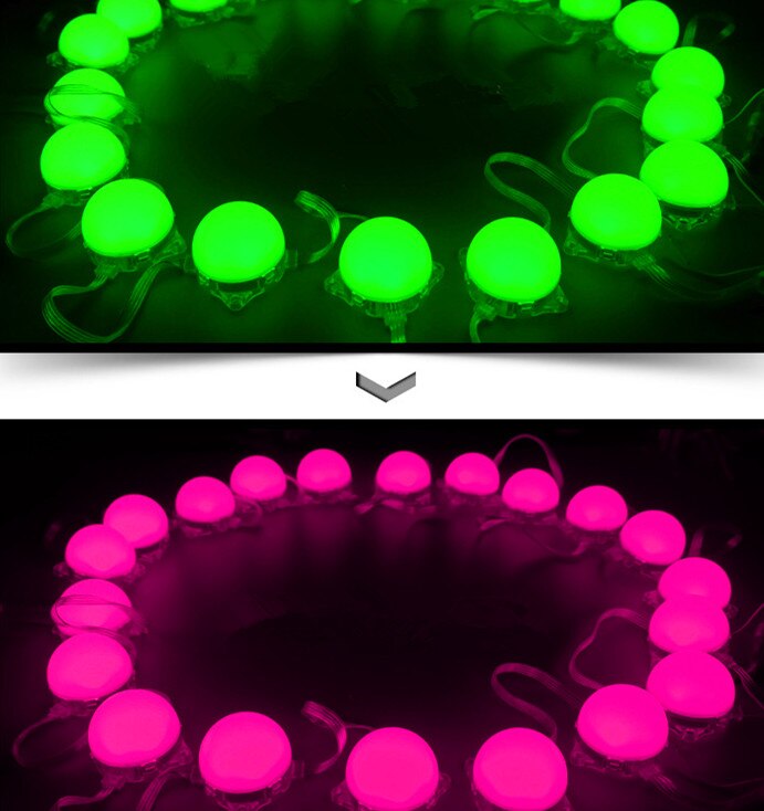 20pcs/string 50mm 24V P9883 LED addressable rgb pixel module,IP68,1.68W;Dual-signal wires