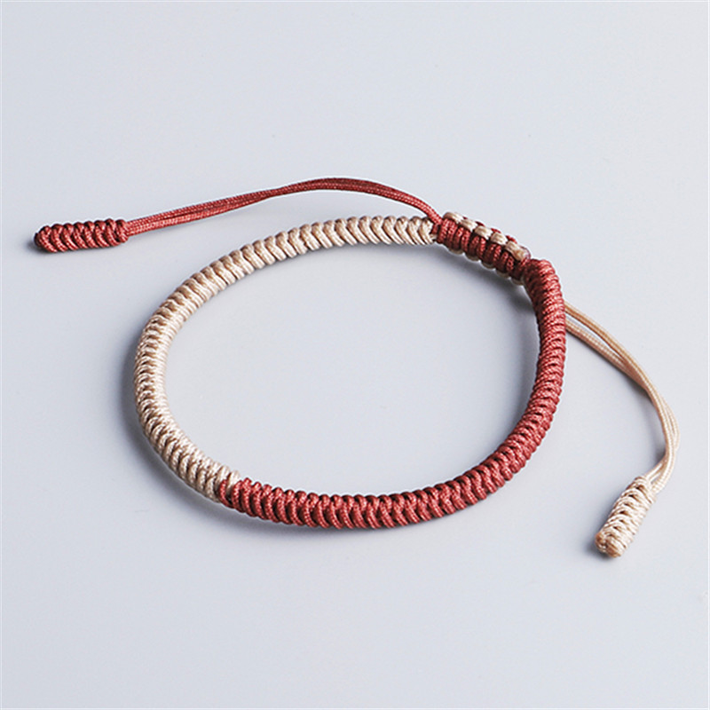 Handgefertigtes Knoten-Seil-Armbinde, tibetisch-buddhistischer Glücksbringer, tibetische Armbänder und Armreifen für Frauen und Männer,: Nachgemachter Rhodium überzogen