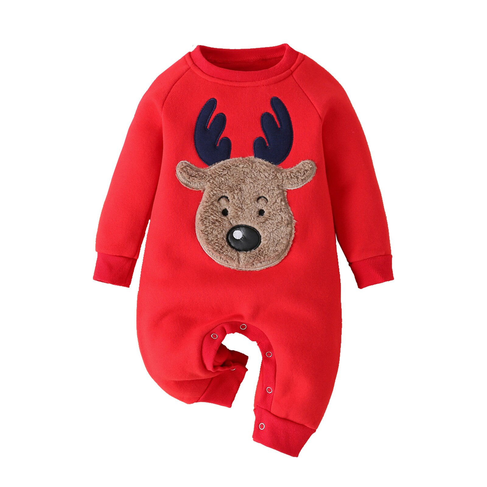 #48 0-12M Newborn Infant Baby Boy Girl Long Sleeve Christmas Deer Romper Jumpsuit Clothes Autumn Winter Newborn Rompers: Red / 9M