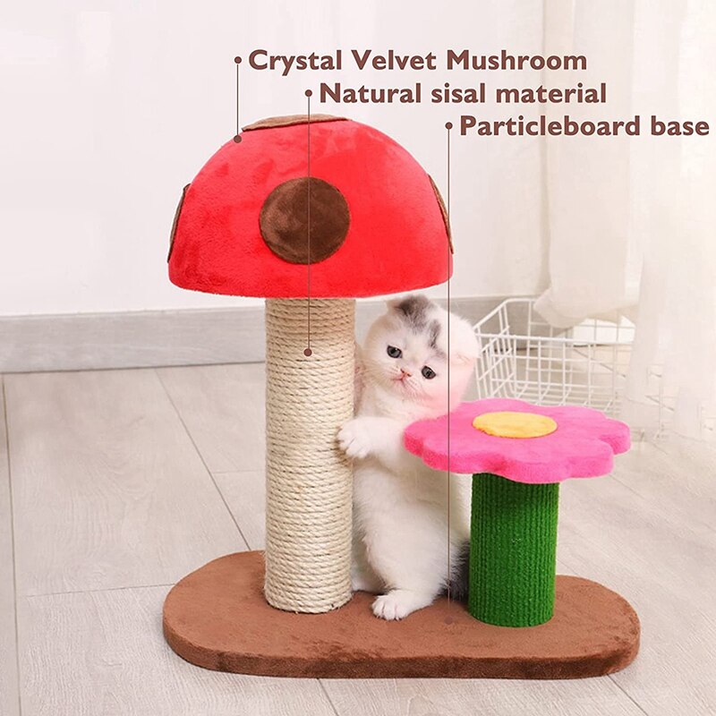 Cat Scratching Post, Mushroom Claw Scratcher Small Cat Tree House Training Interactive Toys For Indoor Kittens, Cats