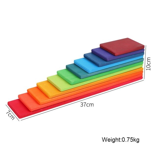 Baby Wooden Rainbow Blocks Toy Buliding Balance Game Stacker Montessori Educational Toys Wooden Gym Play Large Size Rainbow Toys: Basswood Rainbow
