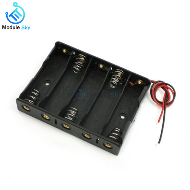 1Pcs Plastic AA Size Power Battery Storage Box Case Holder Leads With 1 2 3 4 5 Slots battery holder DIY Batteries Charger box: 5 slot