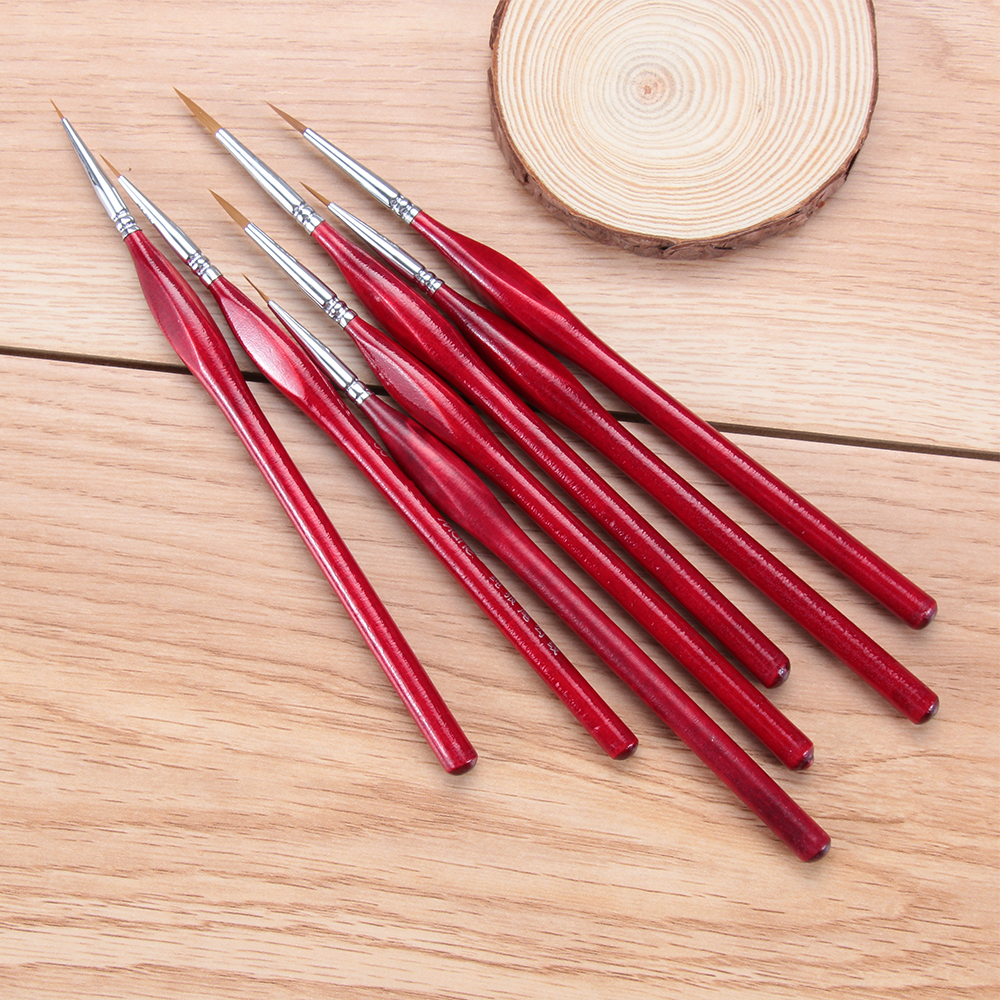 1PC Houten Handvat Nylon Haar Aquarel Haak Lijn Pen Penselen Tekening Borstel Schilderen Pen Kalligrafie Art Supplies