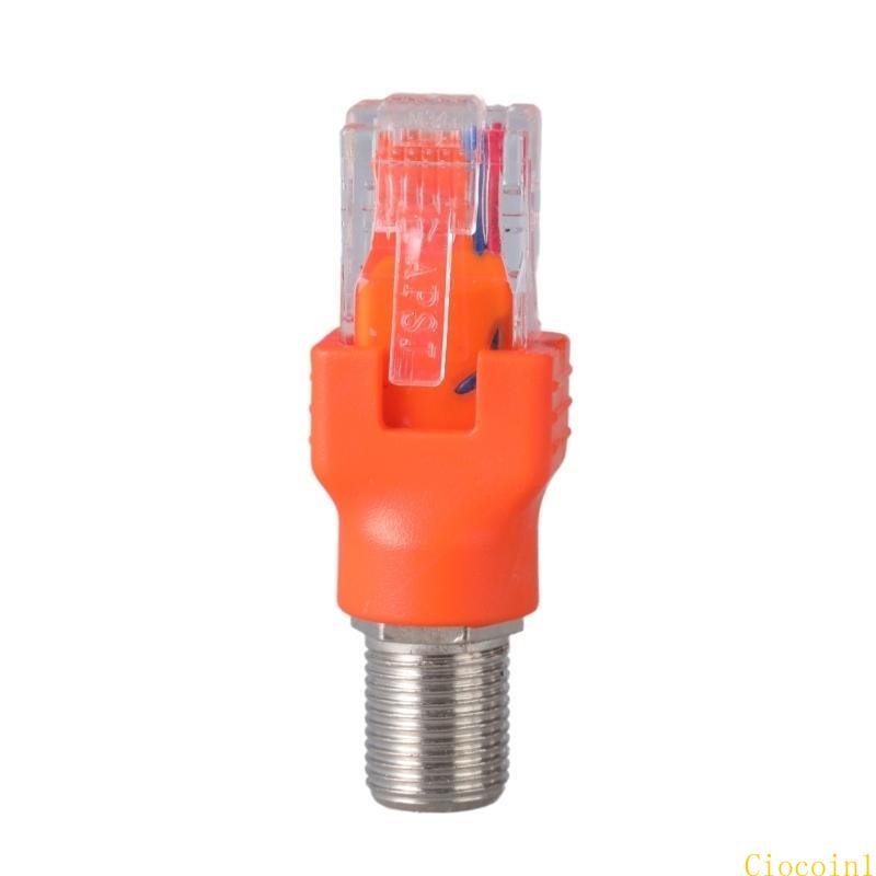1pc rf till  rj45 omvandlare adapter f-typ kontakter rf hona till  rj45 hane koaxial koaxial pipa kopplingsadapter: Gul