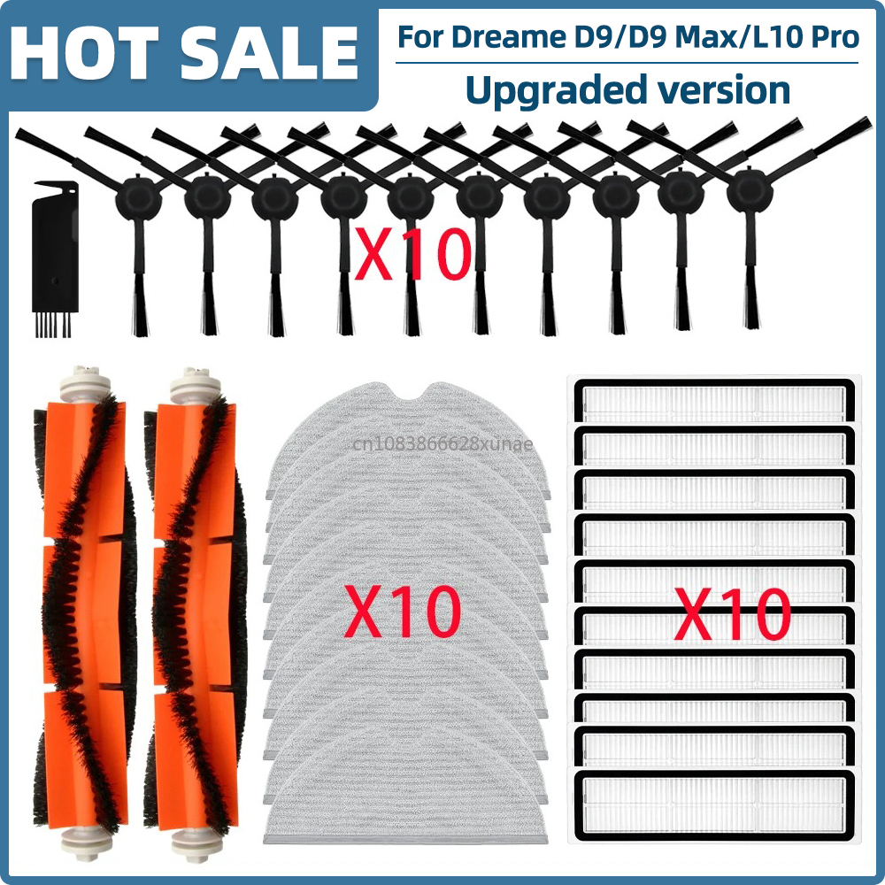 Ajuste para Dreame D9 / D9 Max / L10 Pro / Trouver LDS Finder piezas de vacío rodillo Cepillo Lateral filtro Hepa paño de mopa tanque de agua