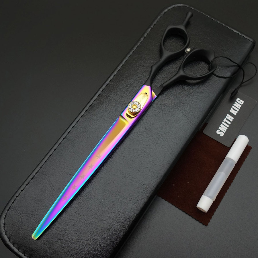 8 inch Pet grooming scissors,SMITH KING 8〞Cutting/Straight scissors/Thinners/Curved Shears 440C top-grate !: Straight-Rainbow