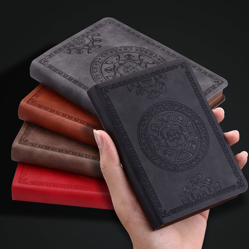 Portátil Vintage agenda Bloc de notas con patrón Retro de cuero de la PU Nota de libro reemplazable papelería viajero diario