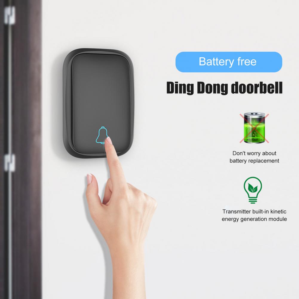 1 Set Wireless Door Bell Volume Adjustable Self-powered Waterproof Long Distance Remote Control Smart Doorbell Kit 초인종