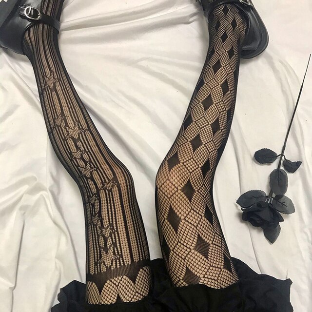 Lolita Kousen Harajuku Stijl Visnet Panty Verschillende Patroon Club Wear Party Panty Sexy Ondergoed Cosplay Gothic Kostuum: Black