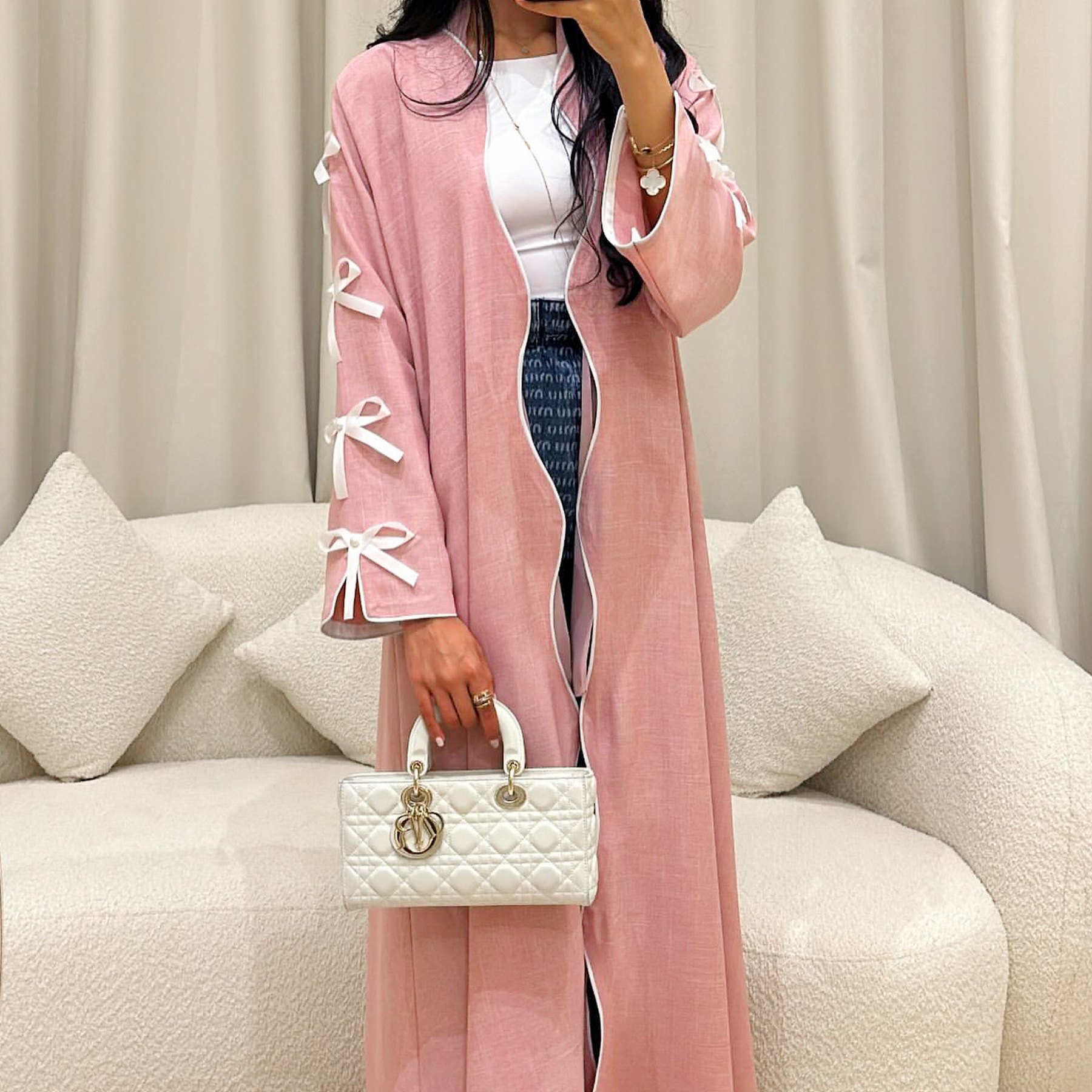 Vestido largo árabe de Ramadán para mujer, Abaya musulmana, Vestidos de con lazo, Jalabiya, Marruecos, Arabia Saudita, Dubai, caftán islámico, Eid Abayas
