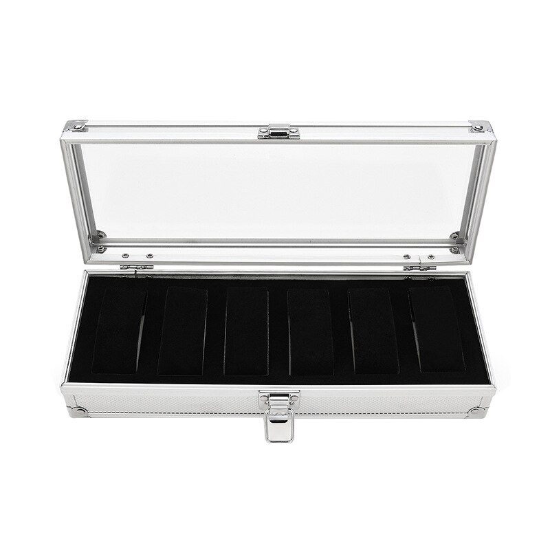 6 Slots Watch Box Aluminum Display Case Organizer Jewelry Storage Tray M8694