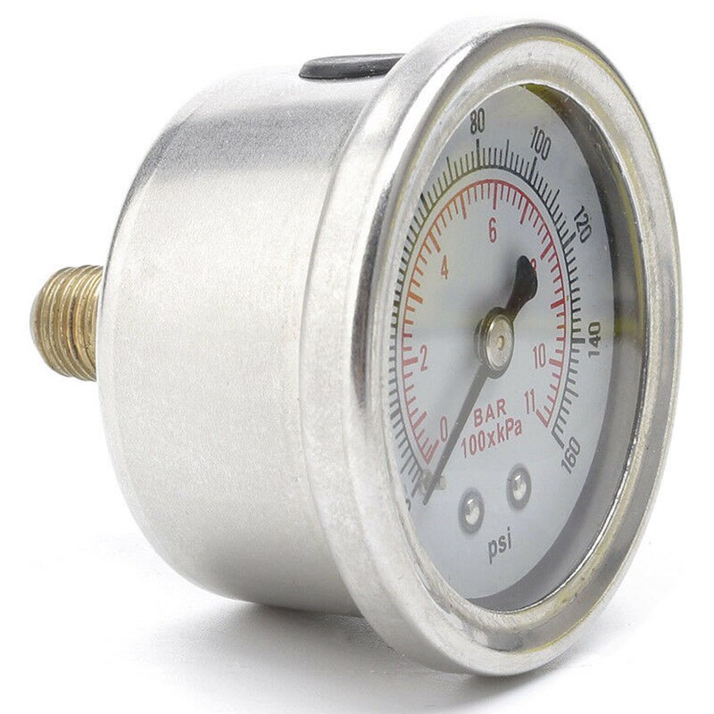 Adjustable 0-160 PSI Fuel Oil Pressure Regulator Gauge Chrome Silver Universal