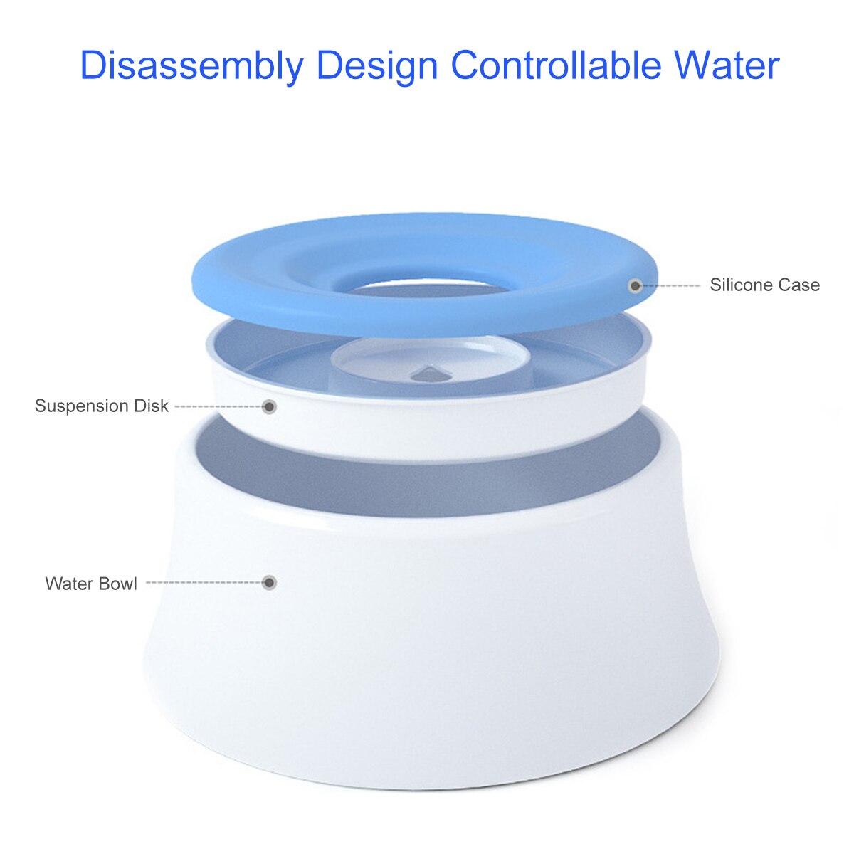 1200ml Pet Cat Dog Water Bowl Floating Bowl Slow Water Feeder Dispenser Anti-Overflow Pet Fountain