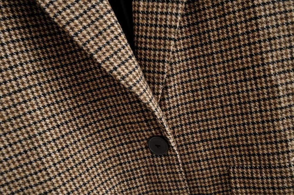 hiver Plaid Long manteau femmes simple Breated laine manteau Europe dames Vintage vêtements