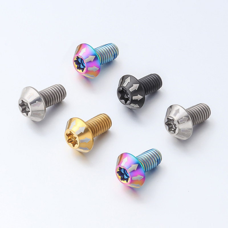 Muqzi 6 stk cykel skivebremse rotor torx skruer  m5 x 10mm ultralet titanium legering skive bremse bolt mtb landevejscykel  t25 skrue