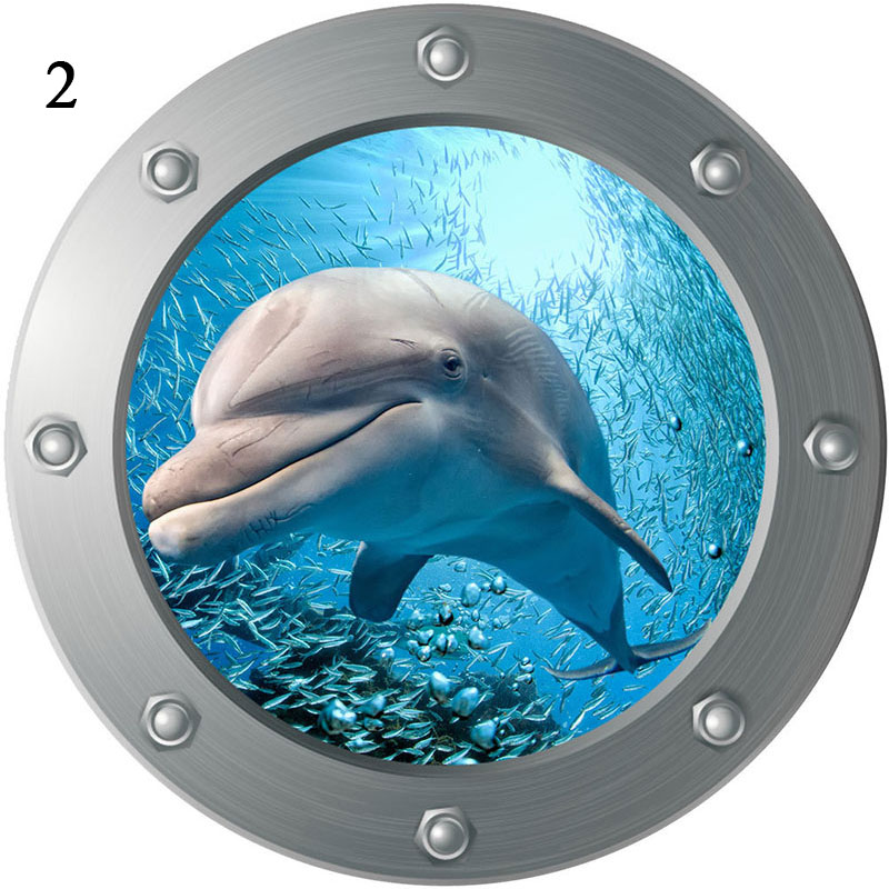 1pc Underwater Fish Wall Stickers Waterproof Cute Capybara Dolphin Pvc Decals Stickers For Bathroom Washing Machine Decoration: a2
