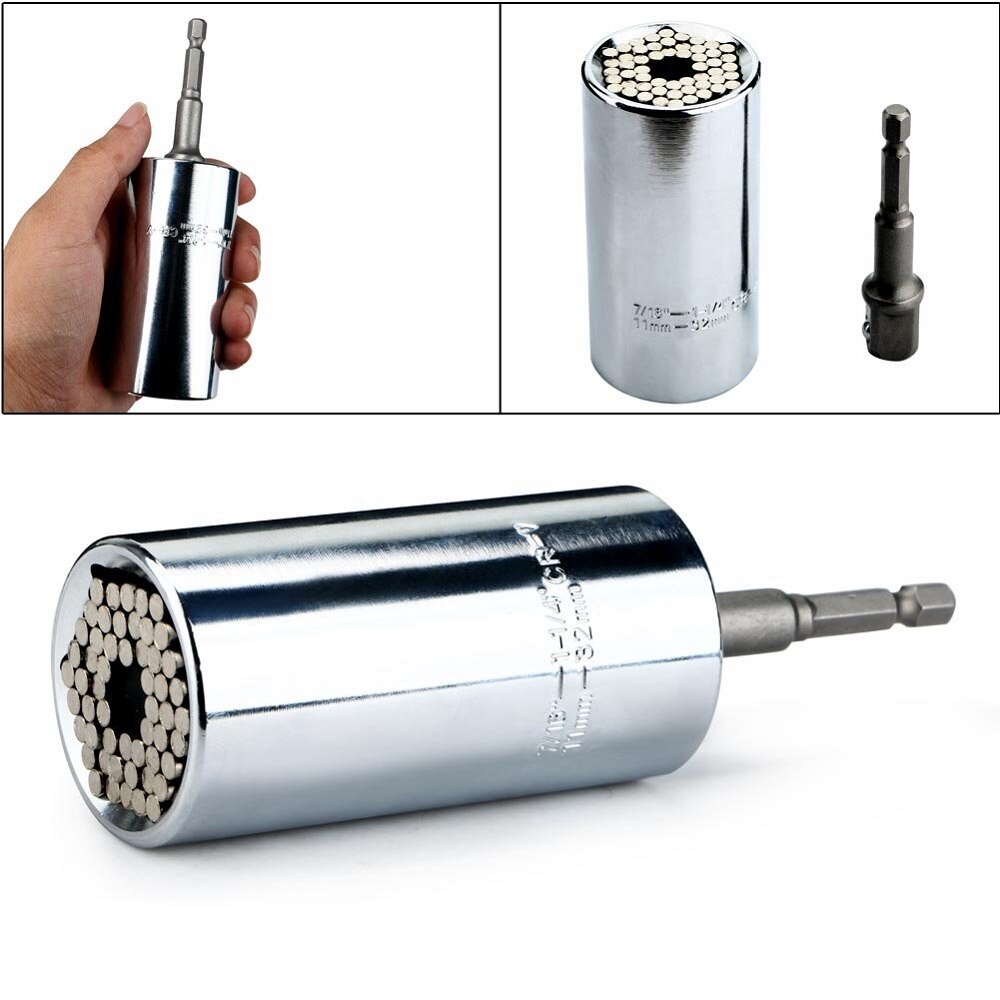 HS Tools 11-32mm Self-Adjusting Universal Socket Large Gator Grip Magic Spanner Wrench Drill Adapter Repair Tools