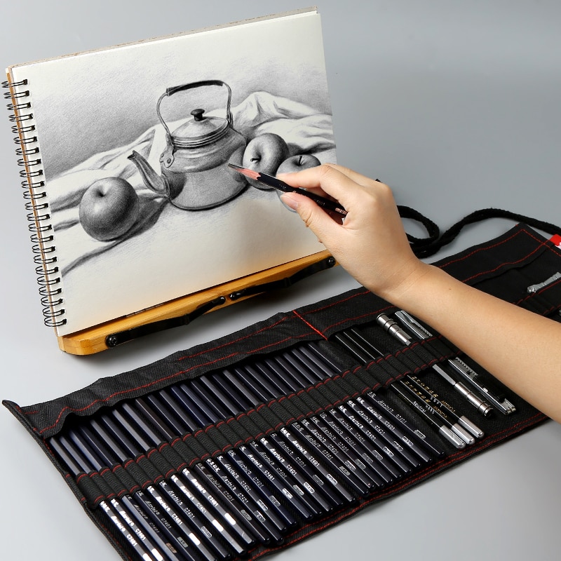 Ensemble de crayons à croquis de Marie débutant 2b4b outils de peinture pour adultes stylo à croquis stylo enfants sac à dessin fournitures d'art