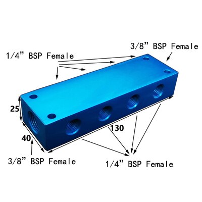 1/4" 3/8" BSP Female Aluminium Pneumatic Manifold Splitter Block Quick Connector Fitting Gas Distributor For Air Compressor: 4 Way