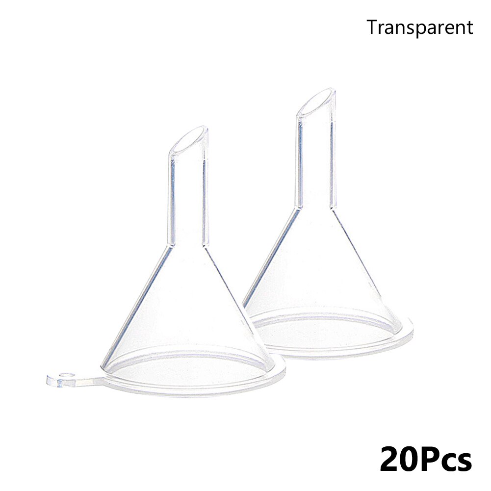 10-20Pcs Mini Funnels Small Plastic For Perfume Diffuser Bottle Mini Liquid For Narrow Fine Bottleneck Bottles Plastic Funnel: 20pcs Transparent